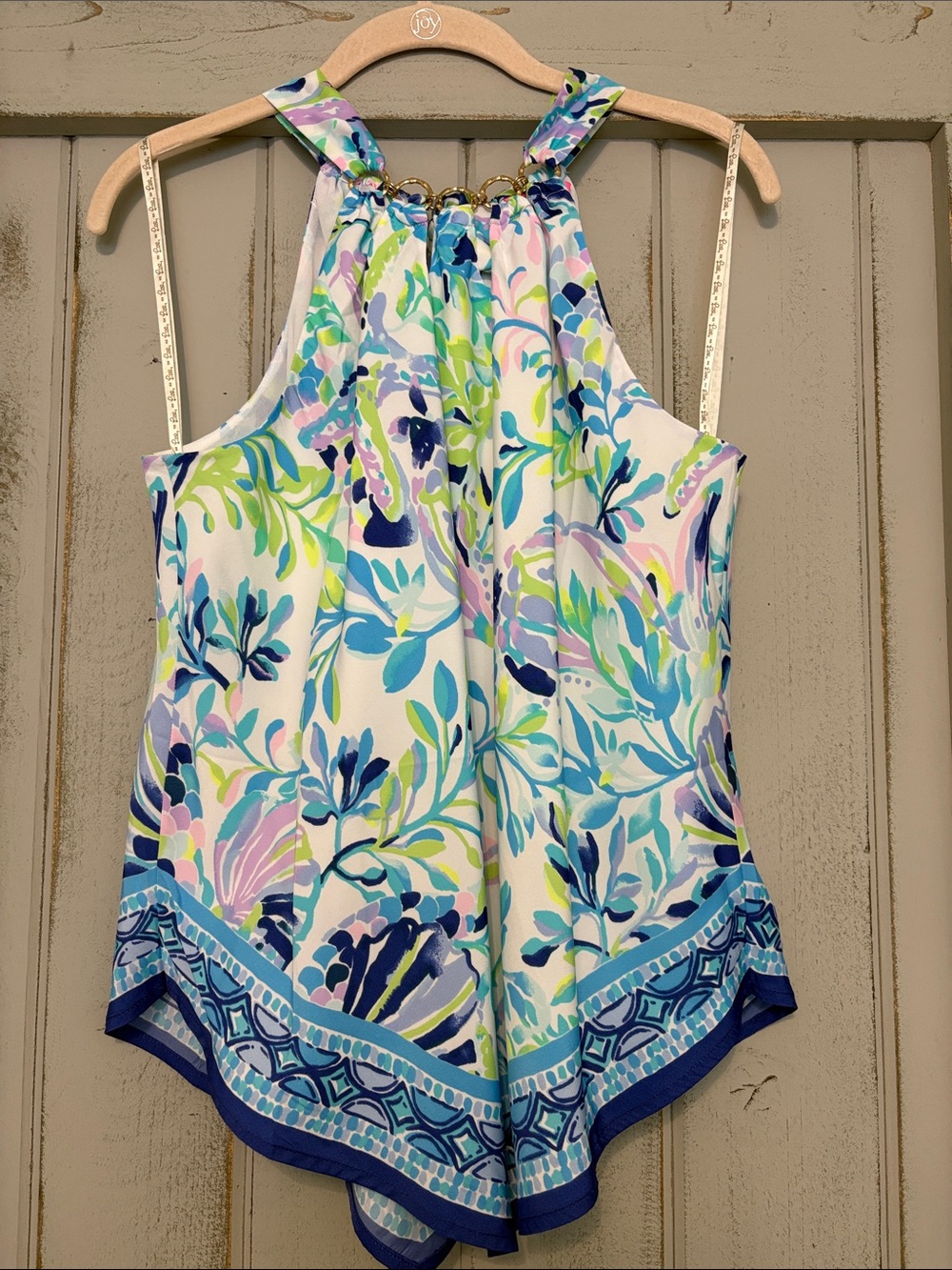 Lilly Pulitzer Halter style  blouse with Gold Ring Detail